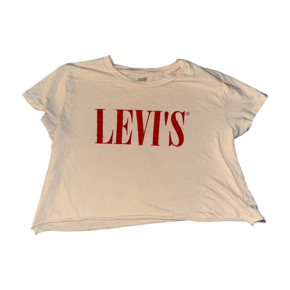 Levi's Short Sleeve Tee in Cream with Red Logo - Picture 1 of 1